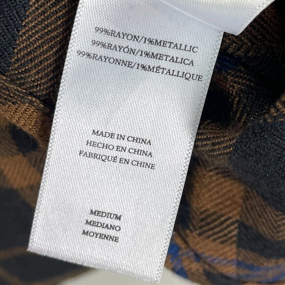Rails Womens Medium Hunter Camel Black Lurex Plaid Shirt Metallic Button Up Top - Picture 9 of 12